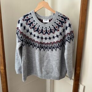 Old Navy Gray and Navy Patterned Women's Sweater